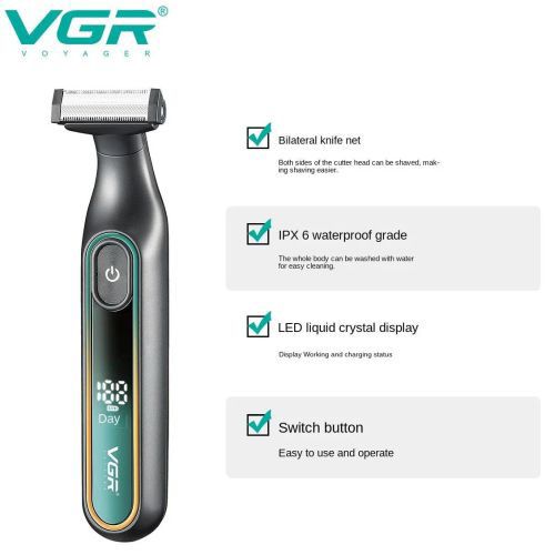 Электробритва VGR V-360 GREEN, Беспроводная электробритва, Триммер для усов, Электробритва с насадками | Зображення 3
