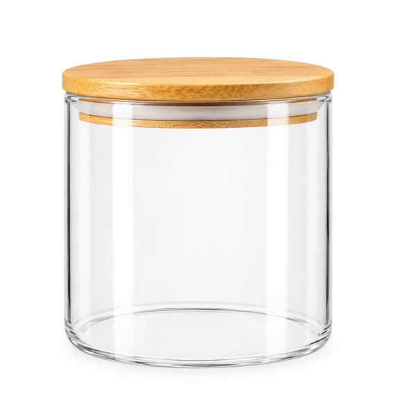 Скляна банка Bamboo GK-5228 для зберігання з бамбуковою кришкою 550 мл Прозорий