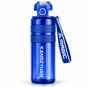 Спортивная бутылка KANGZYUAN 700 мл синяя - Tritan BPA-free, ударопрочная бутылка для воды с трубочкой, ремешком