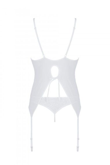 Корсет с пажами, трусики с ажурным декором и открытым шагом Passion URSULA CORSET L/XL, white sexstyle | Зображення 3