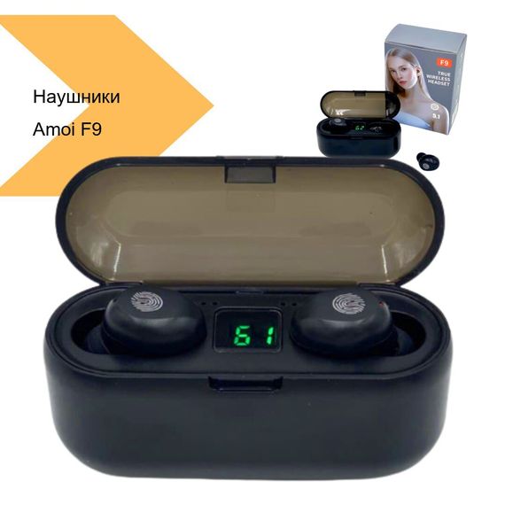 Беспроводные Bluetooth наушники Amoi F9 2000 мАч черные (43370-F9_163) | Зображення 1