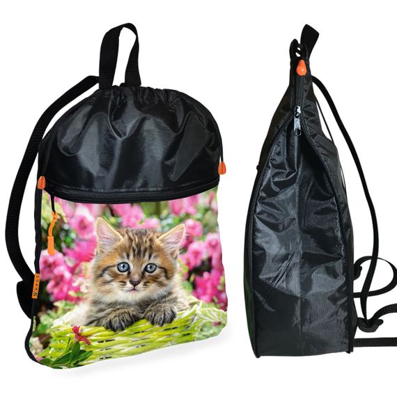 Школьный рюкзак детский с котенком + Сумка для обуви спортивной формы рюкзак-мешок  для мальчика (01700) | Зображення 1
