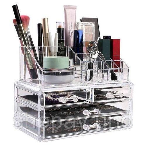 Органайзер для зберігання косметики 4DRAWER Акриловий прозорий настільний ящик - бокс для косметики та біжутерії | Зображення 3
