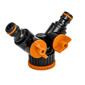 Трійник редукційний Bradas з внутрішньою різьбою 1"/ 3/4" з запірними кранами BLACK LINE ECO-PWB2222L без ярлика