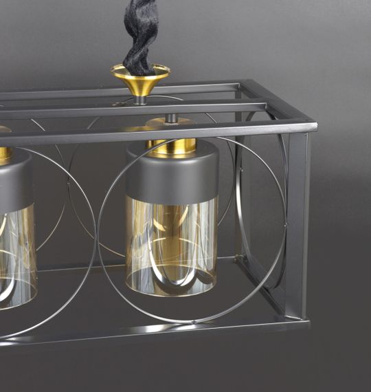 Люстра підвісна LOFT на 3 лампочки 25801 Чорний 35-110х24х62 см. | Зображення 2