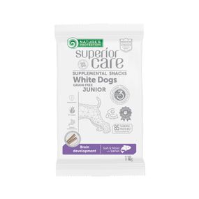 Лакомства Nature's Protection Superior Care White Dogs Brain Development беззерновые с лососем для молодых собак всех пород с белым окрасом шерсти 110 гр