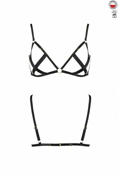 Відкритий бюстгальтер-стрепи Passion Exclusive NICKY BRA Чорний S/M | Зображення 1