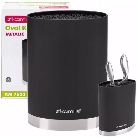 Підставка Kamille Black&Silver, колода для ножів 16х7х22см з поліпропіленовим наповнювачем | Зображення 2