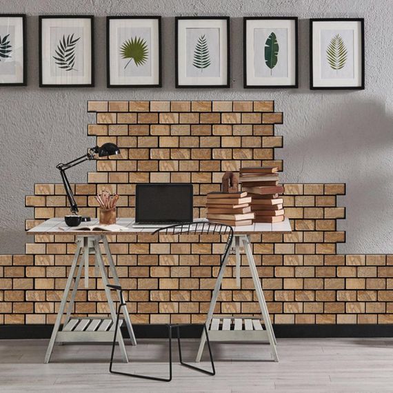 Декоративная ПВХ панель кирпич под коричневый мрамор 960х480х4мм SW-00001428 | Зображення 3