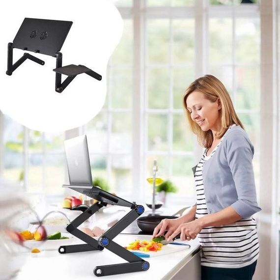 Складной столик с активным охлаждением для ноутбука трансформер переносная подставка Laptop Table T8 | Зображення 5