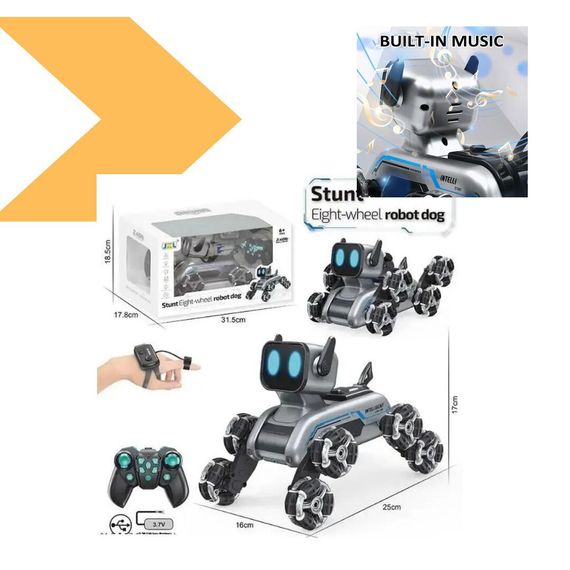 Іграшка трюкова собака-робот з вісьмома колесами на радіокеруванні XPRO Stunt Robot Dog (47761-9056_753) | Зображення 1