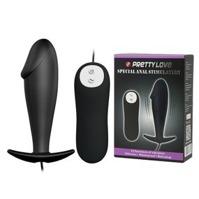 Анальная вибропробка Pretty Love с пультом, чёрная, 10 х 3 см sexstyle