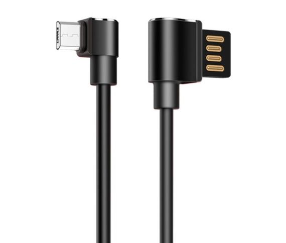 Кутовий кабель Hoco U37 USB-MicroUSB 1.2м / 2.4А з двостороннім інтерфейсом - Black | Зображення 2