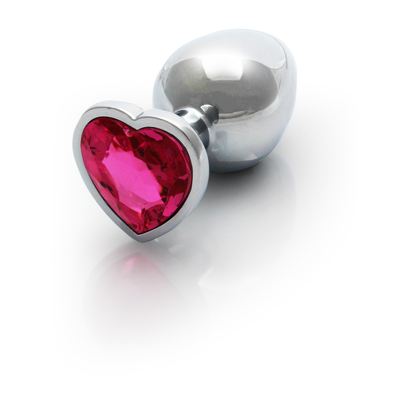 Анальна пробка - Ouch! Metal Butt Plug Medium Silver/Rubellite Pink Sex Aura | Зображення 1