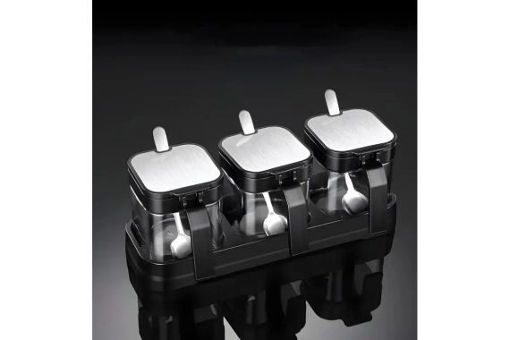 Набір контейнерів для солі, перцю, приправ та спецій Cooking House з кришками та ложками – 3 шт | Зображення 4