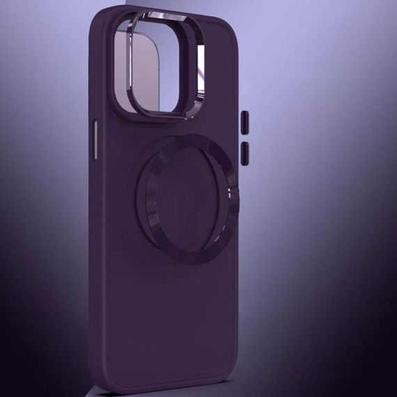 TPU чохол Bonbon Metal Style with MagSafe для Apple iPhone 15 (6.1") Фіолетовий / Dark Purple | Зображення 1