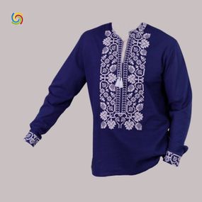 Рубашка Украинская вышиванка 309207 цвет синий размер L/XL