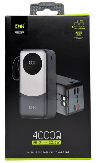 Power Bank 40000 mAh 22,5W QC потужний з кабелями KPG-402X зарядка зовнішній акумулятор павербанк швидка зарядка | Зображення 4