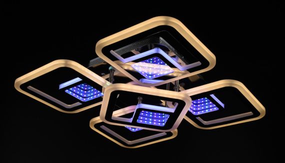 Люстра світлодіодна стельова LED світильник для квартири на стелю лед з пультом 26024 Хром 10х40х40 см. | Зображення 6