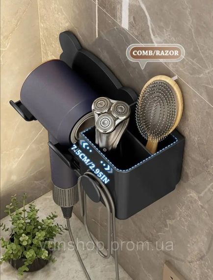 Настенный держатель полка для фена и штекера Storage Shelf | Зображення 2