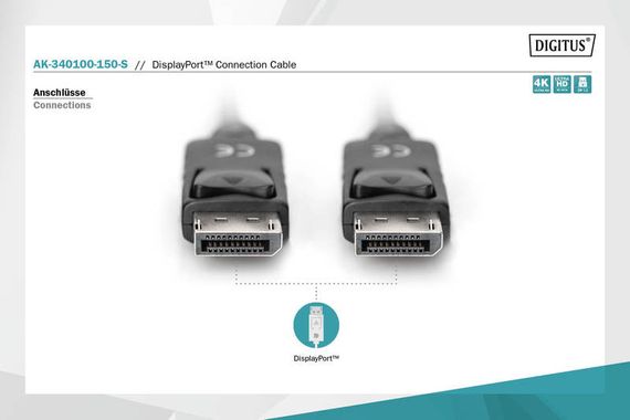 Кабель ASSMANN DisplayPort (AM/AM) 15m, black (AK-340100-150-S) | Зображення 2