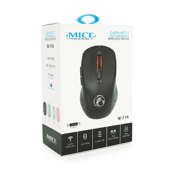 Миша бездротова iMICE W-718.6 кнопок, 800/1200/1600 DPI, 2.4Ghz, 10м арт.34716 | Зображення 1