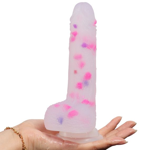 Фаллоимитатор прозрачный Confetti Crowley  на присоске L 180 мм  D 38 мм sexstyle | Зображення 6