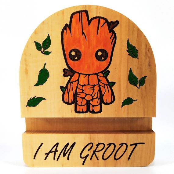 Підставка тримач для мобільного телефону, смартфона, планшета I AM GROOT Майстерня містера Томаса 12х10см | Зображення 2