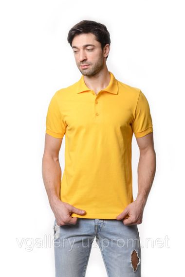 Футболка чоловіча ПОЛО — Жовтий із манжетом із МІКРОЛАКОСТИ XL