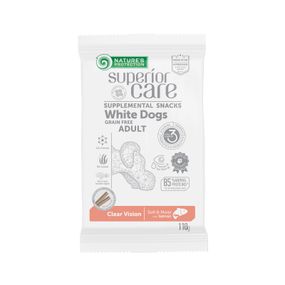 Лакомства Nature's Protection Superior Care White Dogs Clear Vision с лососем для взрослых собак всех пород с белым окрасом шерсти 110 гр
