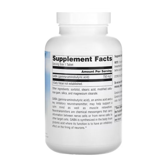 ГАМК (Гамма-аминомасляная кислота) Source Naturals Serene Science® GABA 750 mg - 180 tabs | Зображення 1