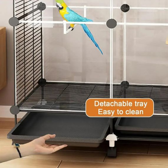 Металева клітка для птахів на колесах з аксесуарами 82х37х37см KP-82 | Зображення 1