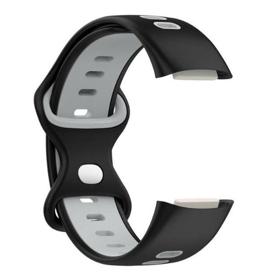 Силіконовий ремінець Primolux Sport для фітнес браслета Fitbit Charge 5 / Charge 6 - Black&Grey / розмір М | Зображення 1