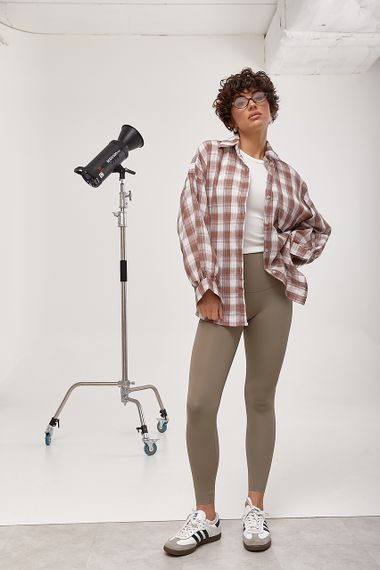 Сорочка в клітинку з відкладним комірцем - коричневий цвет, ONE SIZE (є розміри) | Зображення 2