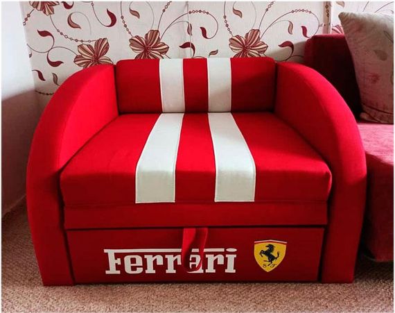 Детское раскладное кресло-кровать Smart SM 002 Ferrari красный с ящиком для белья, для детей и подростков | Зображення 2