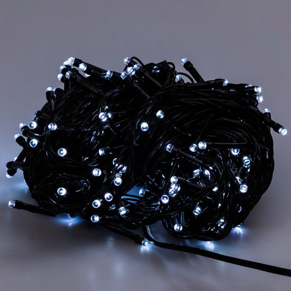 Гірлянда нитка 22 м на 218 LED лампочок світлодіодна чорний провід 8 режимів работи Білий M500LEDW | Зображення 6