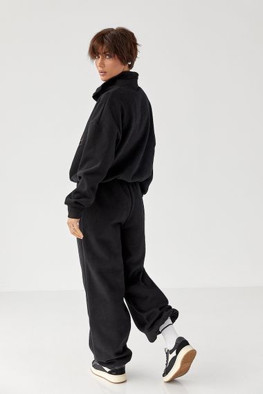 Теплий спортивний костюм із принтом - чорний цвет, L/XL (є розміри) | Зображення 1