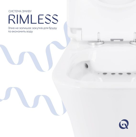 Унітаз підлоговий Qtap Presto Quadro Rimless з сидінням Slim Duroplast/ Soft-close/ Quick Release QT24221215AW | Зображення 7