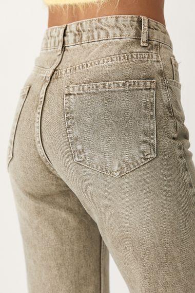 Широкі прямі джинси з високою посадкою - хакі цвет, 34р (є розміри) | Зображення 3