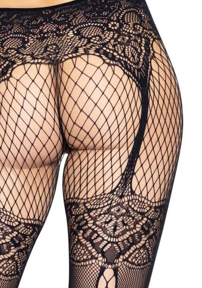 Колготки Leg Avenue Fishnet tights with back seam One size Black, задний шов, кружево, сетка sexstyle | Зображення 3