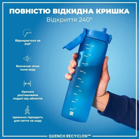 Пляшка для води ION8 1000 мл (ЕКО пляшка) BPA Free Blue (I8RF1000BLU) | Зображення 4