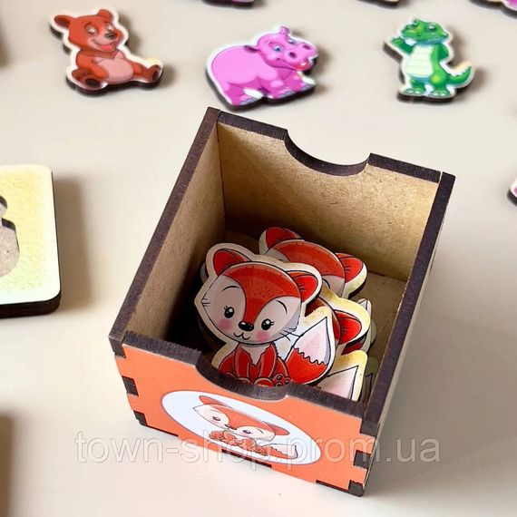 Деревянная настольная игра "Животные" Ubumblebees (ПСД011) PSD011 сортер-комодик | Зображення 8