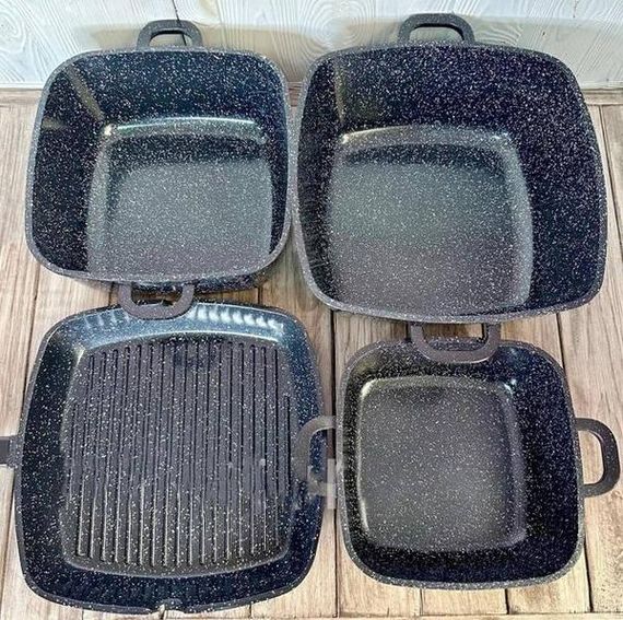 Набор посуды гранитный + набор утвари 14 предметов HIGHER+KITCHEN HK-317 Черный