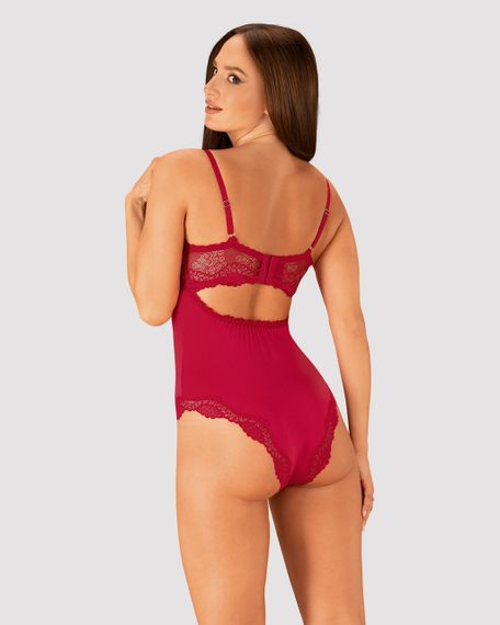 Боди сексуальное с кружевными вставками Obsessive Rosalyne красное, L/XL Sex Aura | Зображення 1