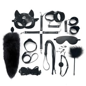 Набор BDSM Art of Sex – Maxi BDSM Set Leather, 13 предметов, черный, натуральная кожа Sex Aura