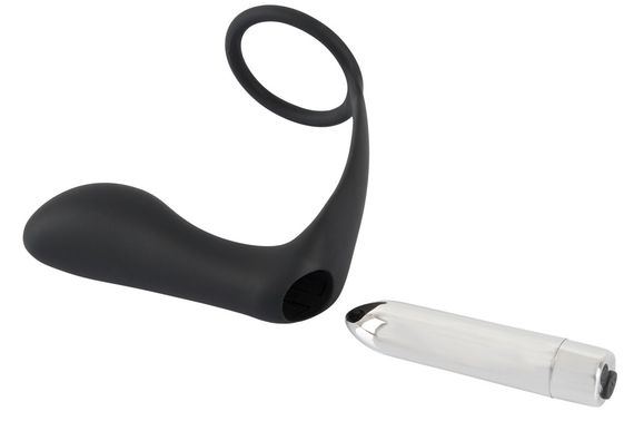 Вібростимулятор простати з ерекційним кільцем Black Velvets Vibrating Ring & Plug, чорний | Зображення 7