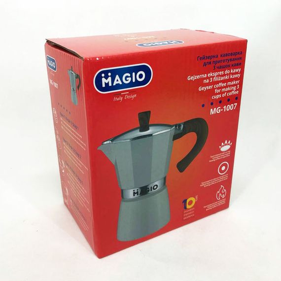Гейзерна кавоварка Magio MG-1007 150 мл, гейзерна кавоварка з нержавіючої сталі, кавоварка для дому | Зображення 3