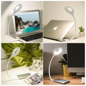 Гибкая USB лампа с голосовым управлением с зарядкой от Power bank белая / Светодиодный фонарь LK-50