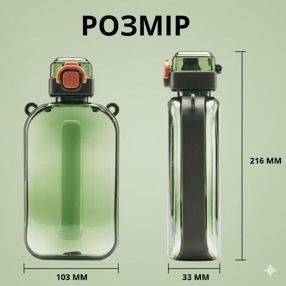 Спортивна пляшка для води SPORT (750 мл) — BPA-free пластик, зелена | Зображення 5
