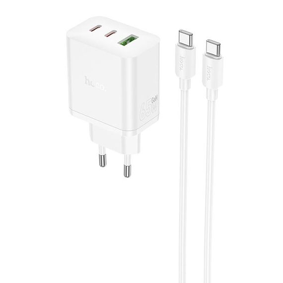 МЗП Hoco N51 Scenery PD65W (1USB-A/2C) + кабель Type-C to Type-C White